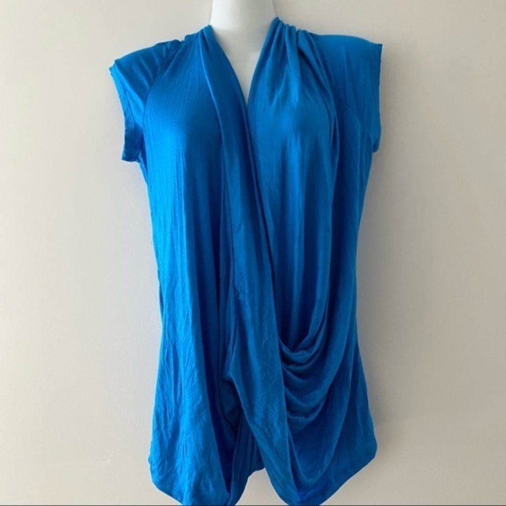 Nursing blouse blue wrap short sleeve